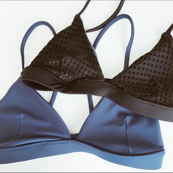 Loli’i Swim black gray mesh triangle top - Picture 1 of 6